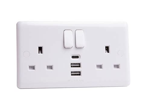 Pack Gang Single Uk Plug Socket A Usb Satin Steel Black A