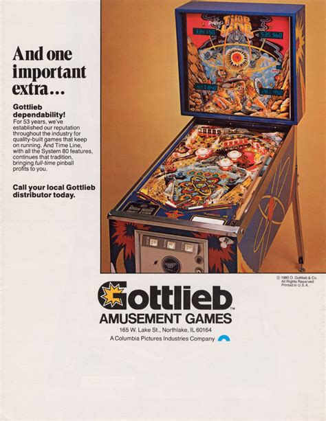 Time Line Gottlieb D Co Pinball 1980 USA The Arcade Flyer