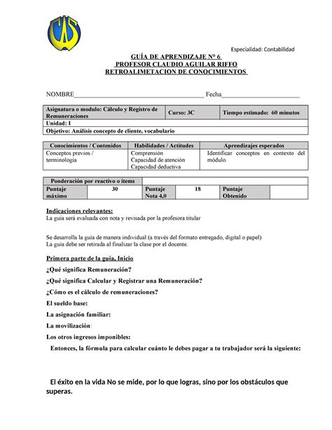 Guia calculo y registro de remuneraciones No 6 13 10 2023 GUÍA DE