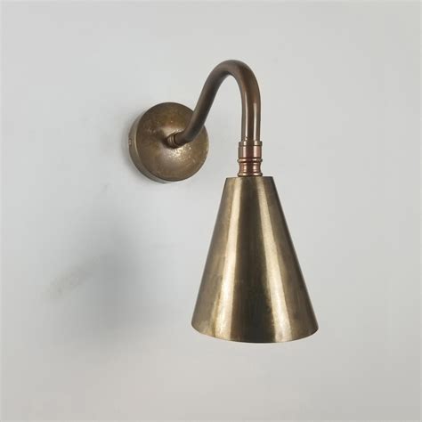 Swan Neck Brass Cone Wall Light E2 Contract Lighting