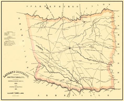 1825 Map of Laurens District, South Carolina