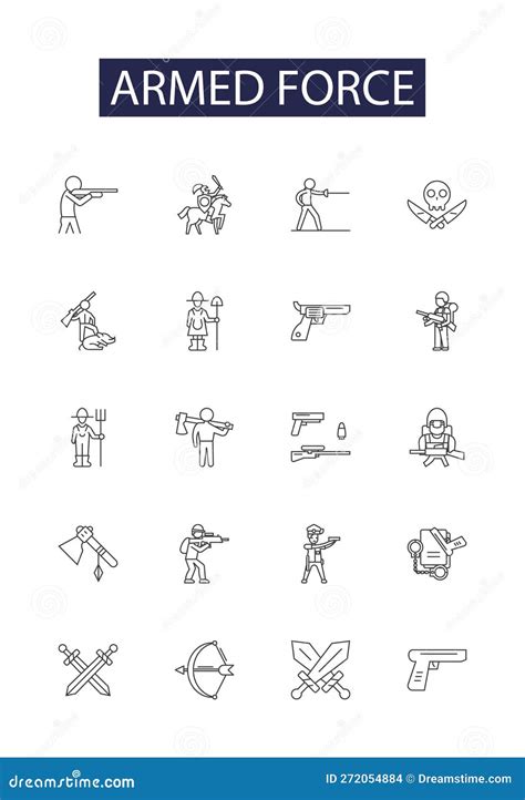 Armed Force Line Vector Icons and Signs. Armies, Troops, Warriors ...