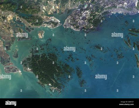 Satellite view of Ha Long Bay, Vietnam. Ha Long Bay is at center of a ...