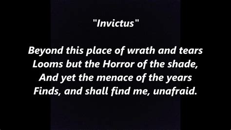 INVICTUS Song Lyrics Words Text I Am The MASTER Of My FATE CAPTAIN Of