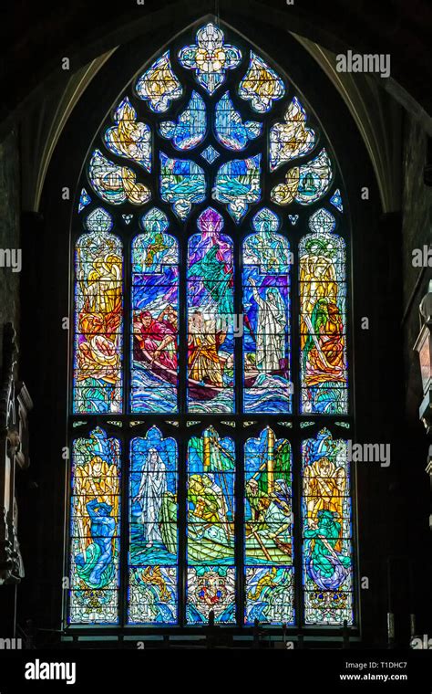 Stained glass window, St. Giles' Cathedral, Edinburgh, Scotland, United ...