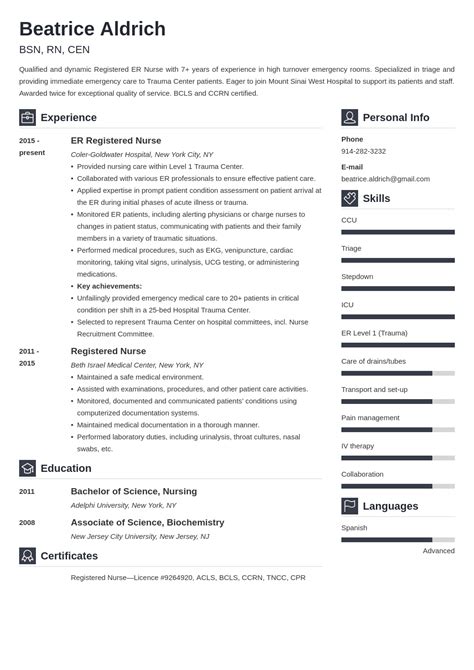 Er Nurse Resume Example Emergency Room Nurse Resume Nurse Resume