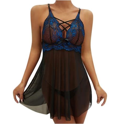 Robe Sexy Femmes dentelle épissage Lingerie vêtements de nuit fronde