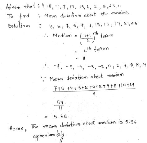 Find The Mean Deviation About The Median For The Following Data