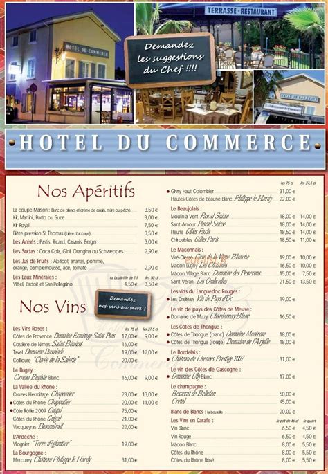 H Tel Restaurant Du Commerce Chatillon Sur Chalaronne Menu Et Photos