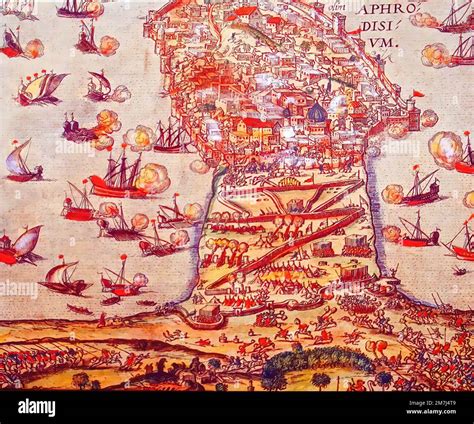 The medieval map of the Great Siege of Malta kept in the Fort St Elmo National War Museum in ...