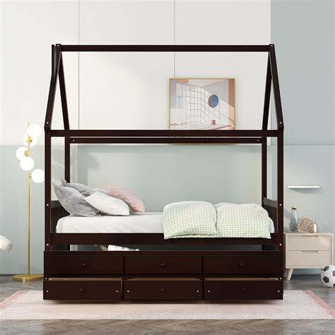 Buy SOFTSEA Full Size Daybed With Trundle And 3 Drawers Solid Wood