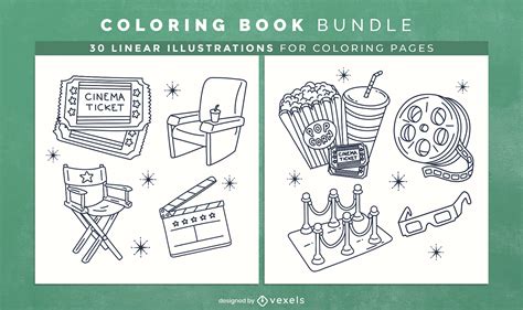 Descarga Vector De Páginas De Diseño De Libros Para Colorear De Cine