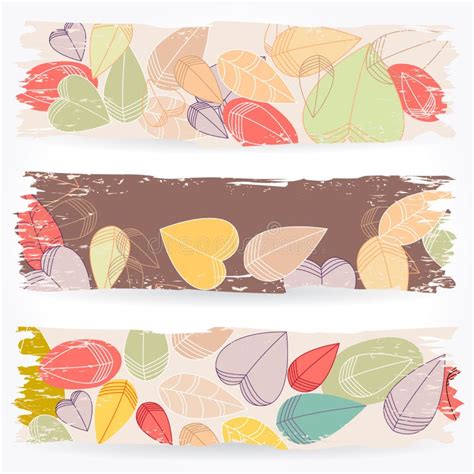 Colorful Autumn Leaves Banners Stock Vector Illustration Of Creative