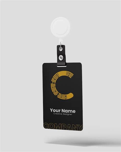 Premium Psd Lanyard Id Badge Mockup With Strap Holder Front View Psd