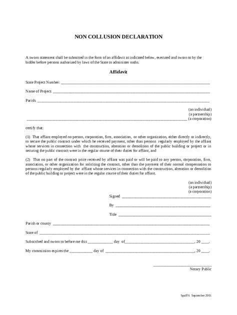 Non Collusion Affidavit Printable Pdf S Handypdf Doc