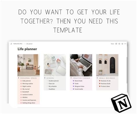 Notion, Notion Template, Personal Planner Notion Template, All in One Notion Template, Life ...