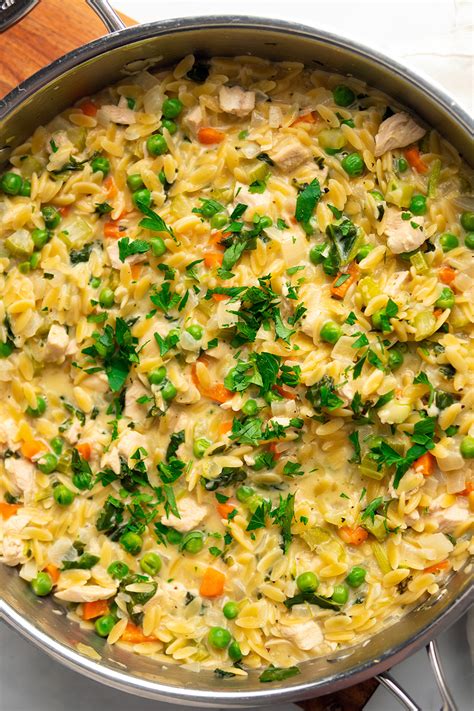 Creamy Chicken Orzo With Peas Spinach Recipe Ocean