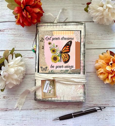Butterfly Writing Journal Naked Junk Journal With Coffee Dyed Paper Handmade Ephemera Earth