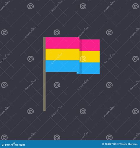 Pansexual Pride Flag In A Form Of Heart With P Symbol Cartoon Vector