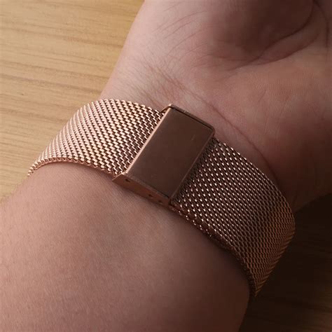 Mesh Milanese Loop Watchbands 18mm 20mm 22mm Metal Stainless Rosegold