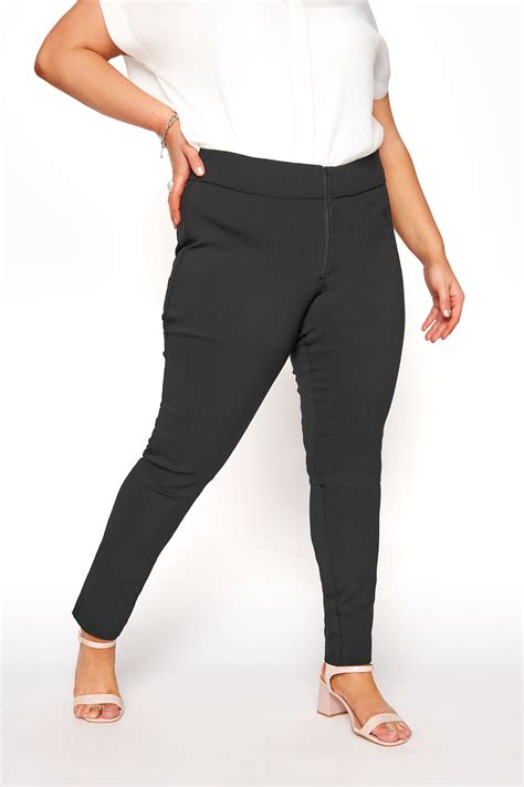 Black Bengaline Stretch Trousers Yours Clothing