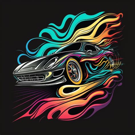 Um Desenho Colorido De Um Carro A Palavra Quente Nele Foto Premium