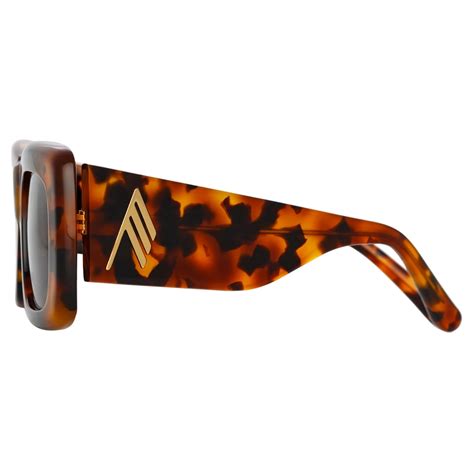 The Attico Marfa Rectangular Sunglasses In Tortoiseshell Blue