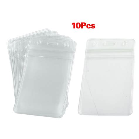 10 Pcs Soft Plastic Vertical Business ID Card Badge Holders In Badge