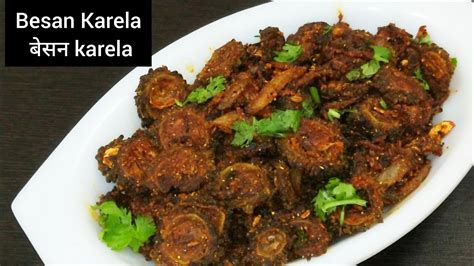 Karele Ki Sabzi Crispy Besan Karela Fry Sabzi Recipe Bittergourd Onions