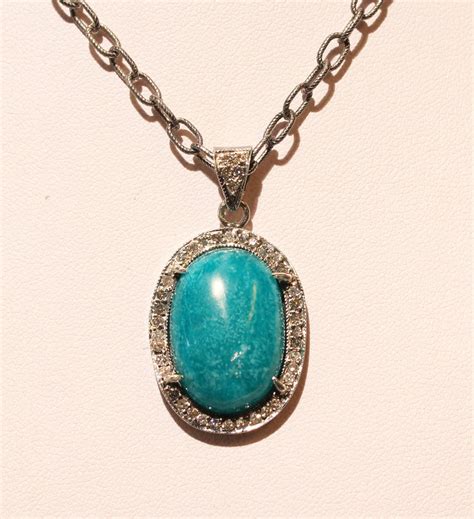 Natural Amazonite Necklace Sterling Silver Rhodium Plated Handmade