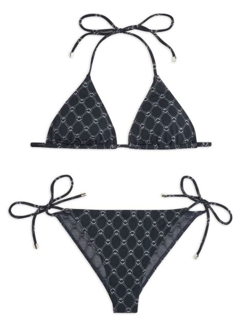 Emporio Armani Logo Print Bikini Set Black Farfetch Uk