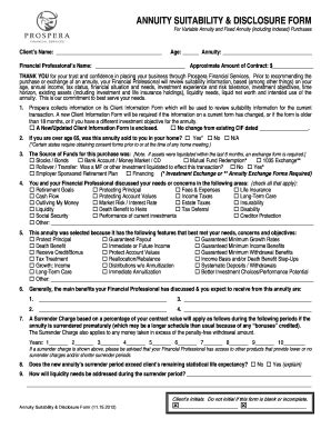 Fillable Online Annuity Suitability Disclosure Form Fax Email Print