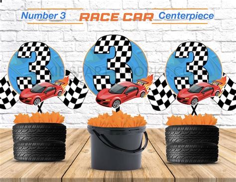 Race Car Centerpiece Number 3 , Racing Birthday, Race Car Centerpiece ...