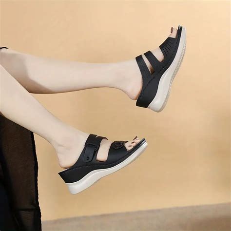 Womens Wedge Slide Sandals Comfortable Open Toe Arch Temu