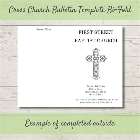 Church Bulletin Template Bi-fold Decorative Cross Design Edit in Canva ...