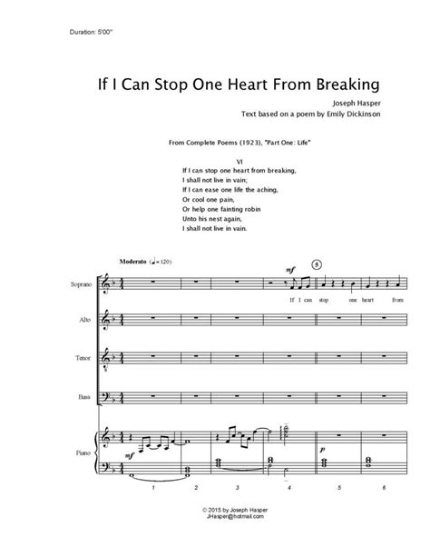 If I Can Stop One Heart From Breaking Choral Clarity