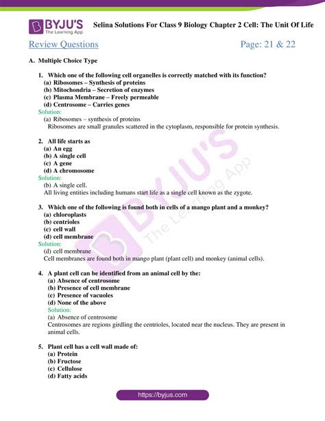 Selina Solutions Class Concise Biology Chapter The Unit Of Life