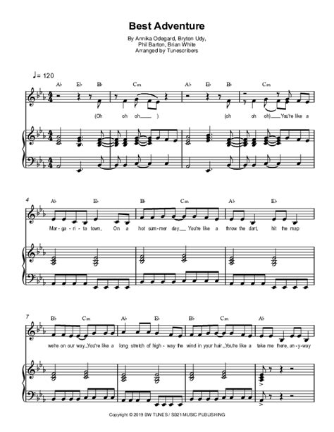 Best Adventure Arr Tunescribers By Annika Odegard Sheet Music For