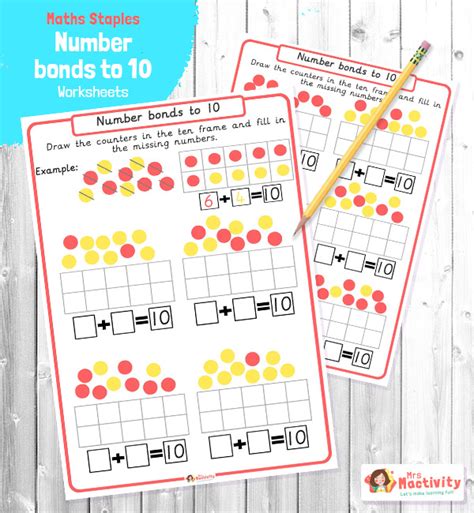 Number Bonds To Ten Frame Worksheets Ten Frame Number Bonds Worksheets