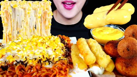 ASMR MUKBANG 콘치즈 불닭볶음면 CORN CHEESE NUCLEAR FIRE NOODLES EATING