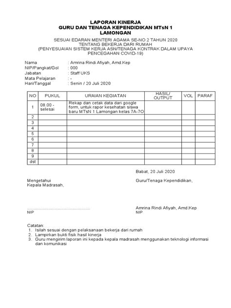 Laporan Kinerja Pegawai 20 25 Juli Pdf