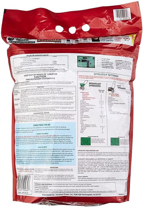 Jonathan Green 10465 Crabgrass Preventer Plus New Seeding Lawn Fertili Homeplace