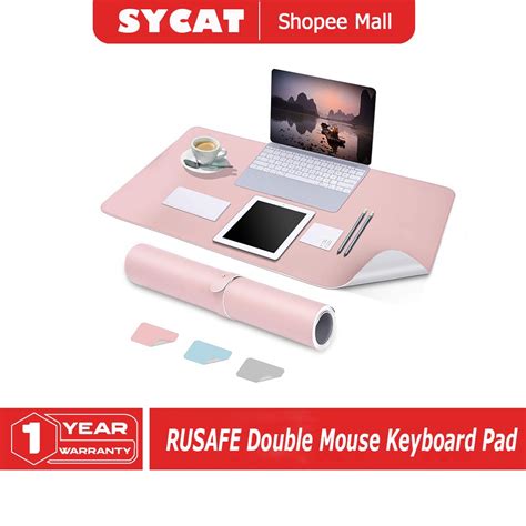 RUSAFE Double - Side PU Leather Desk Pad, Waterproof Mouse Keyboard Pad ...