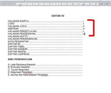 Cara Buat Daftar Isi Makalah