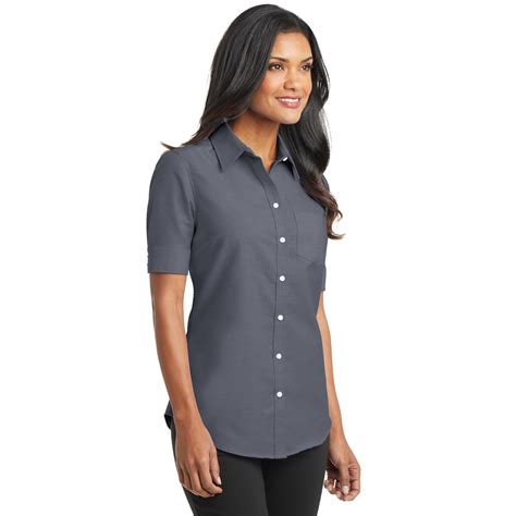 Port Authority L659 Ladies Short Sleeve Superpro Oxford Shirt Black