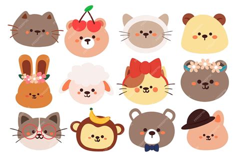 Premium Vector Cute Cartoon Animal Sticker Set