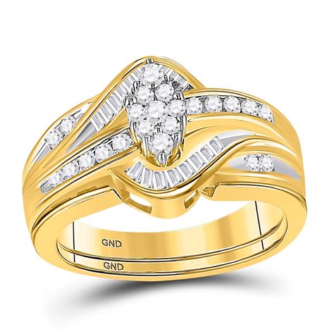 Gnd 14kt Yellow Gold Womens Round Diamond Cluster Bridal Wedding