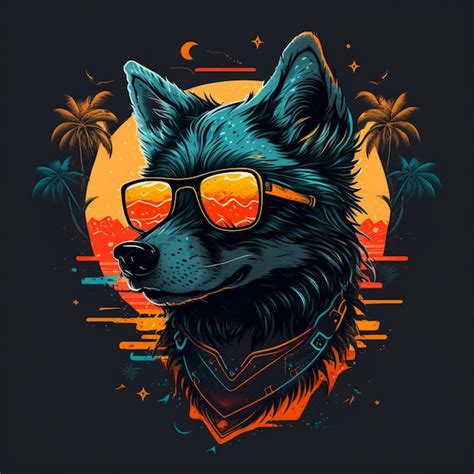 Premium Ai Image Illustration Of A Adorable Wolf Wearing Sunglasses