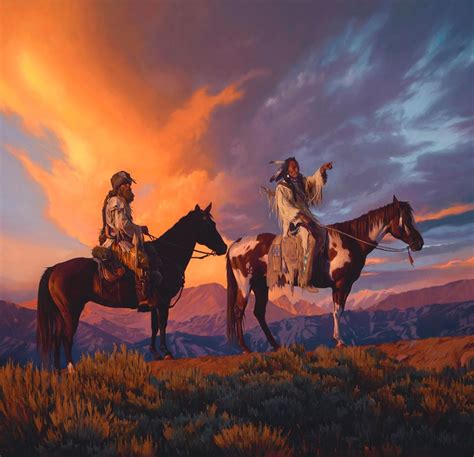 Les Peintures De Western Pleines De Cowboys Et Dindiens De Mark