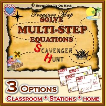 Scavenger Hunt Solving Multi Step Equation By Never Give Up On Math